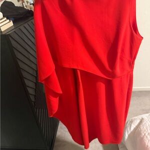 Halston Heritage Elegant Red Sleeveless Dress with cape